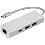 Hama 200108 4-in-1 4-portos USB-C USB3.0 RJ45 hub ezüst