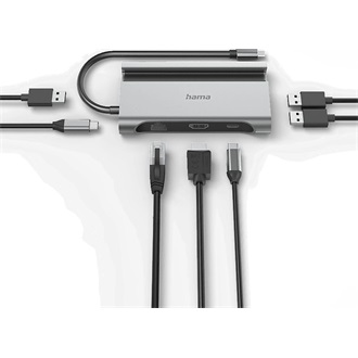 Hama 200143 7-in-1 7-port 100W USB-C dokkoló szürke