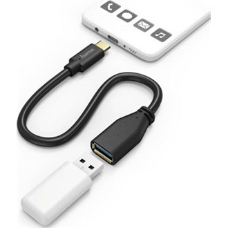 Hama USB-C -> USB-A 3.0 M/F adapter 0.15m fekete OTG