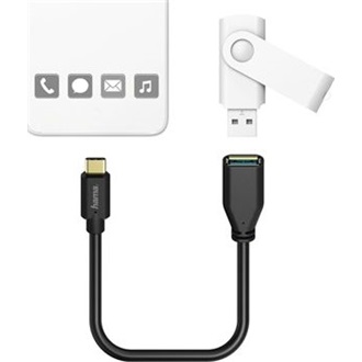 Hama USB-C -> USB-A 3.0 M/F adapter 0.15m fekete OTG