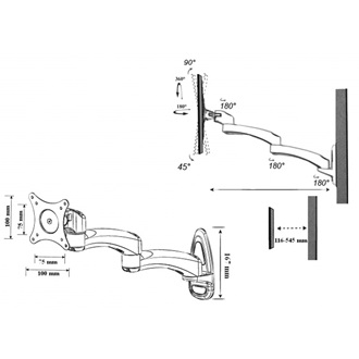 Harmantrade LS15 13"-27" monitor fali tartó fekete-fehér