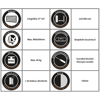 Harmantrade ML-P17 37"-65" TV fali tartó fekete