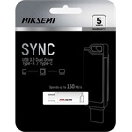 Hikvision 64GB HIKSEMI SYNC vízálló USB-A/C 3.2 Gen1 pendrive BOX szürke