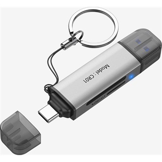 Hikvision HIKSEMI USB3.2 Gen1 A / USB-C SD, microSD, TF kártyaolvasó ezüst
