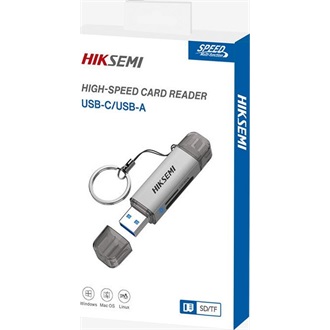 Hikvision HIKSEMI USB3.2 Gen1 A / USB-C SD, microSD, TF kártyaolvasó ezüst