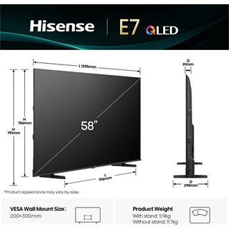 Hisense 58" 58E7Q 4K UHD Smart QLED TV