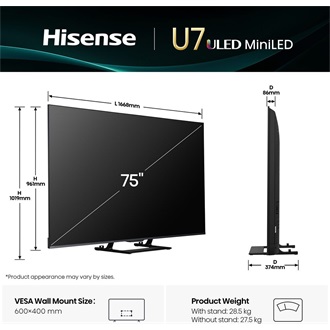 Hisense 75" 75U7Q 4K UHD Smart MiniLED ULED TV
