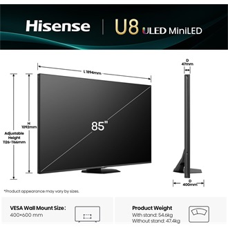 Hisense 85" 85U8Q 4K UHD Smart MiniLED ULED TV