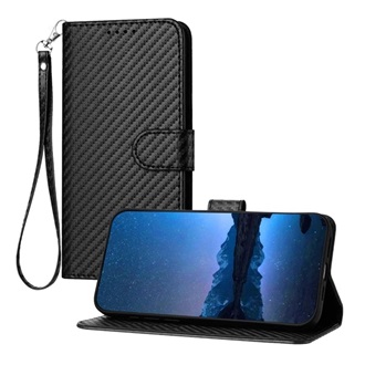 Honor 400 GIGAPACK Tok álló, bőr hatású FLIP, karbon minta + kézpánt, FEKETE