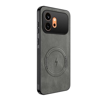 Honor 600 GIGAPACK Szilikon telefonvédő nappa bőr hátlap, MagSafe, SÖTÉTSZÜRKE