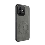 Honor 600 Lite GIGAPACK Szilikon telefonvédő nappa bőr hátlap, MagSafe, SÖTÉTSZÜRKE