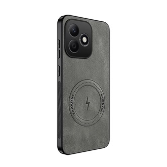 Honor 600 Lite GIGAPACK Szilikon telefonvédő nappa bőr hátlap, MagSafe, SÖTÉTSZÜRKE