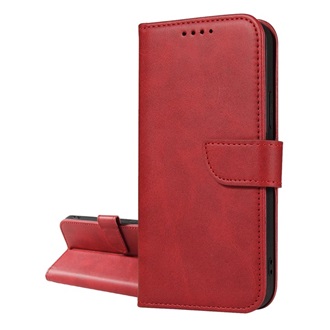 Honor 600 Lite GIGAPACK Tok álló, bőr hatású FLIP, prémium, PIROS