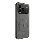 Honor 600 Pro GIGAPACK Szilikon telefonvédő nappa bőr hátlap, MagSafe, SÖTÉTSZÜRKE