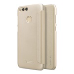 Honor 7X (2017) NILLKIN SPARKLE műanyag telefonvédő bőr hatású FLIP, oldalra nyíló, ARANY