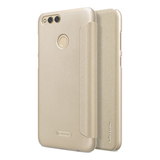 Honor 7X (2017) NILLKIN SPARKLE műanyag telefonvédő bőr hatású FLIP, oldalra nyíló, ARANY
