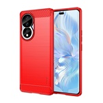 Honor 90 5G MOFI szilikon telefonvédő ütésállóság, karbon minta, PIROS