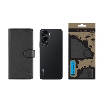 Honor 90 Lite 5G TACTICAL FIELD NOTES tok álló, bőr hatású FLIP, prémium, FEKETE