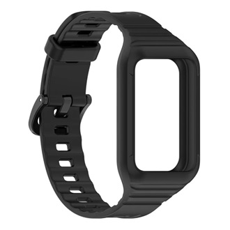 Honor Band 10 / Band 9 GIGAPACK Pótszíj egyedi méret, ütésállóság + szilikon keret, FEKETE