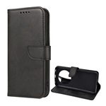 Honor Magic4 Pro Gigapack tok álló, bőr hatású FLIP, prémium, FEKETE