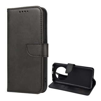 Honor Magic4 Pro Gigapack tok álló, bőr hatású FLIP, prémium, FEKETE