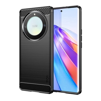 Honor Magic5 Lite 5G MOFI szilikon telefonvédő ütésállóság, karbon minta, FEKETE