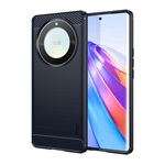 Honor Magic5 Lite 5G MOFI szilikon telefonvédő ütésállóság, karbon minta, SÖTÉTKÉK