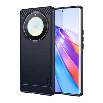 Honor Magic5 Lite 5G MOFI szilikon telefonvédő ütésállóság, karbon minta, SÖTÉTKÉK