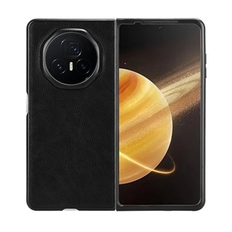 Honor Magic V3 5G Gigapack Műanyag telefonvédő bőr hatású hátlap FEKETE