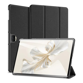 Honor Pad 9 DUX DUCIS DOMO tok álló, bőr hatású aktív FLIP, textil minta, FEKETE