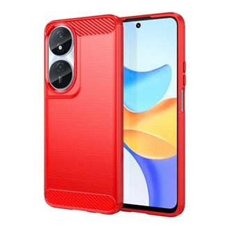 Honor X7b 4G Gigapack Szilikon telefonvédő ütésállóság, karbon minta, PIROS