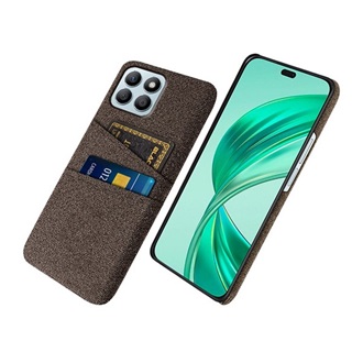 Honor X8b 4G Gigapack Műanyag telefonvédő ütésállóság, textil hatás, BARNA