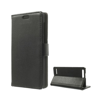 Huawei Ascend G6 LTE 4G Gigapack tok álló, bőr hatású FLIP, prémium, FEKETE