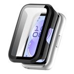 Huawei Band 11 GIGAPACK Műanyag keret BUMPER, ütésállóság + kijelzővédő üveg, FEKETE