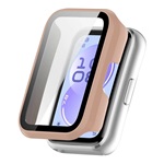 Huawei Band 11 GIGAPACK Műanyag keret BUMPER, ütésállóság + kijelzővédő üveg, RÓZSASZÍN