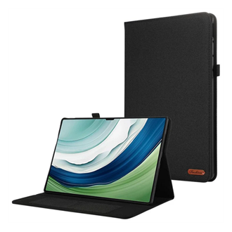 Huawei MatePad Pro 12.2 GIGAPACK Tok álló, bőr hatású FLIP, textil hatás, FEKETE