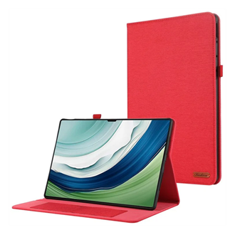 Huawei MatePad Pro 12.2 GIGAPACK Tok álló, bőr hatású FLIP, textil hatás, PIROS