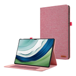 Huawei MatePad Pro 12.2 GIGAPACK Tok álló, bőr hatású FLIP, textil hatás, RÓZSASZÍN