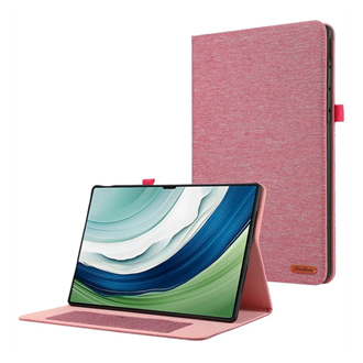 Huawei MatePad Pro 12.2 GIGAPACK Tok álló, bőr hatású FLIP, textil hatás, RÓZSASZÍN