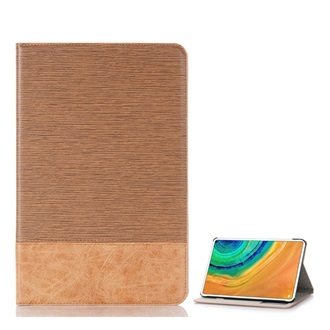 Huawei MatePad Pro WIFI Gigapack Tok álló, bőr hatású aktív FLIP, textil minta, VILÁGOSBARNA