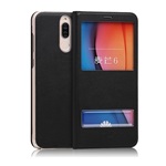 Huawei Mate 10 Lite Gigapack tok álló, bőr hatású FLIP, ablakos, FEKETE