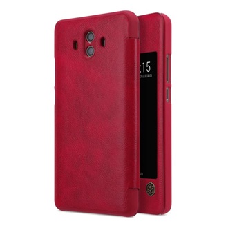 Huawei Mate 10 NILLKIN QIN tok álló, bőr hatású aktív FLIP, ablakos, PIROS