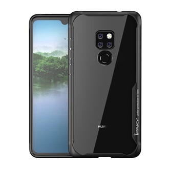 Huawei Mate 20 IPAKY szilikon telefonvédő ütésállóság, átlátszó hátlap, FEKETE