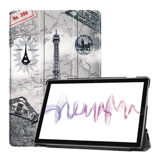 Huawei MediaPad M6 10.8 WIFI Gigapack Tok álló, bőr hatású aktív FLIP, térkép, VILÁGOSSZÜRKE