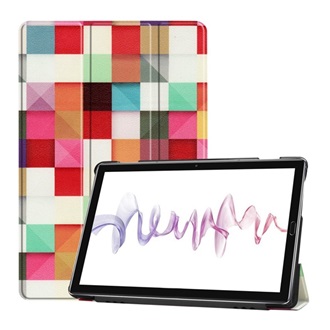 Huawei MediaPad M6 10.8 WIFI Gigapack tok álló, bőr hatású aktív FLIP, kockás, SZÍNES
