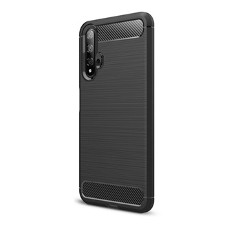 Huawei Nova 5T Gigapack szilikon telefonvédő ütésállóság, karbon minta, FEKETE