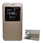 Huawei P10 Lite Gigapack tok álló, bőr hatású FLIP, ablakos, ARANY