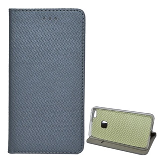 Huawei P10 Lite Gigapack tok álló, bőr hatású FLIP, rombusz, SZÜRKE