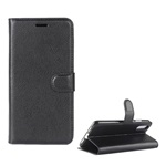 Huawei P20 Gigapack tok álló, bőr hatású FLIP, prémium, FEKETE