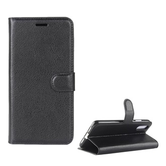 Huawei P20 Gigapack tok álló, bőr hatású FLIP, prémium, FEKETE